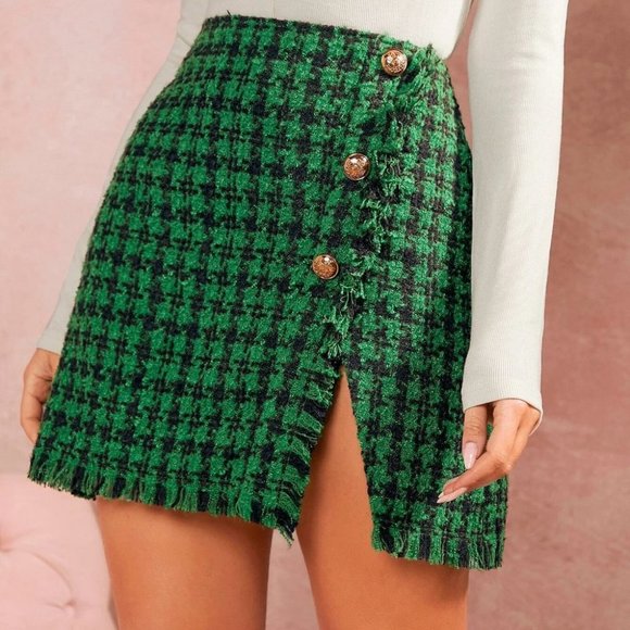 . Dresses & Skirts - Green And Black Womens Tweed Skirt